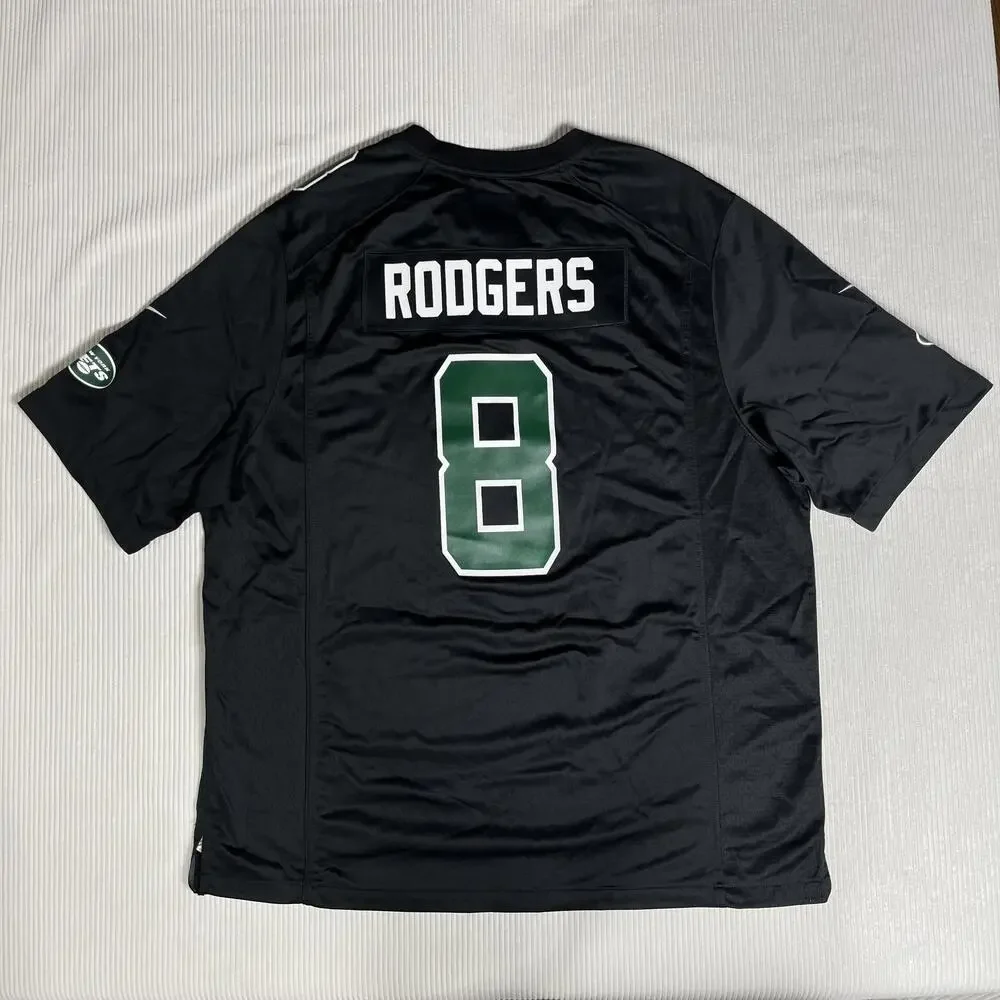 New York Jets Jersey Mens 3XL Black NFL Football Nike Aaron Rodgers 8 On Field